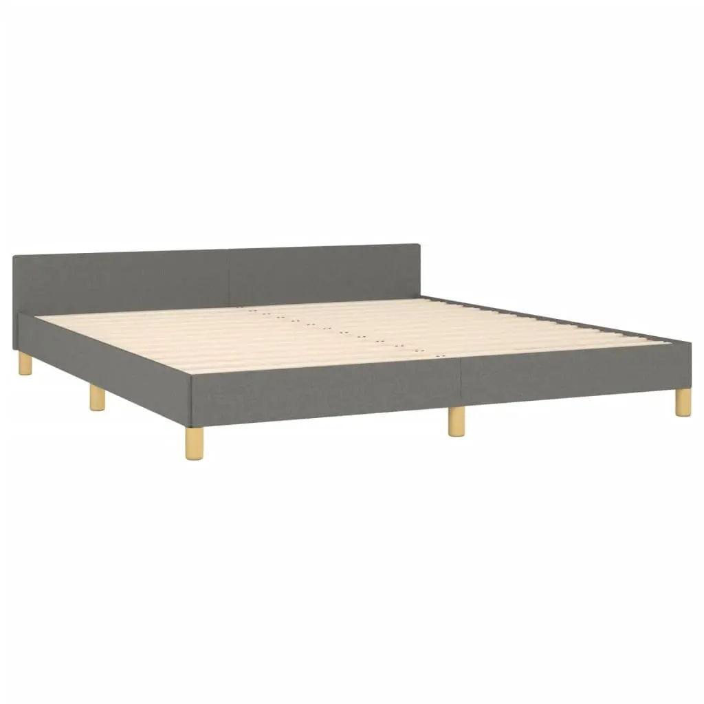 Queen Bed Frame Grey Fabric Headboard 152x203cm Bedroom Furniture without