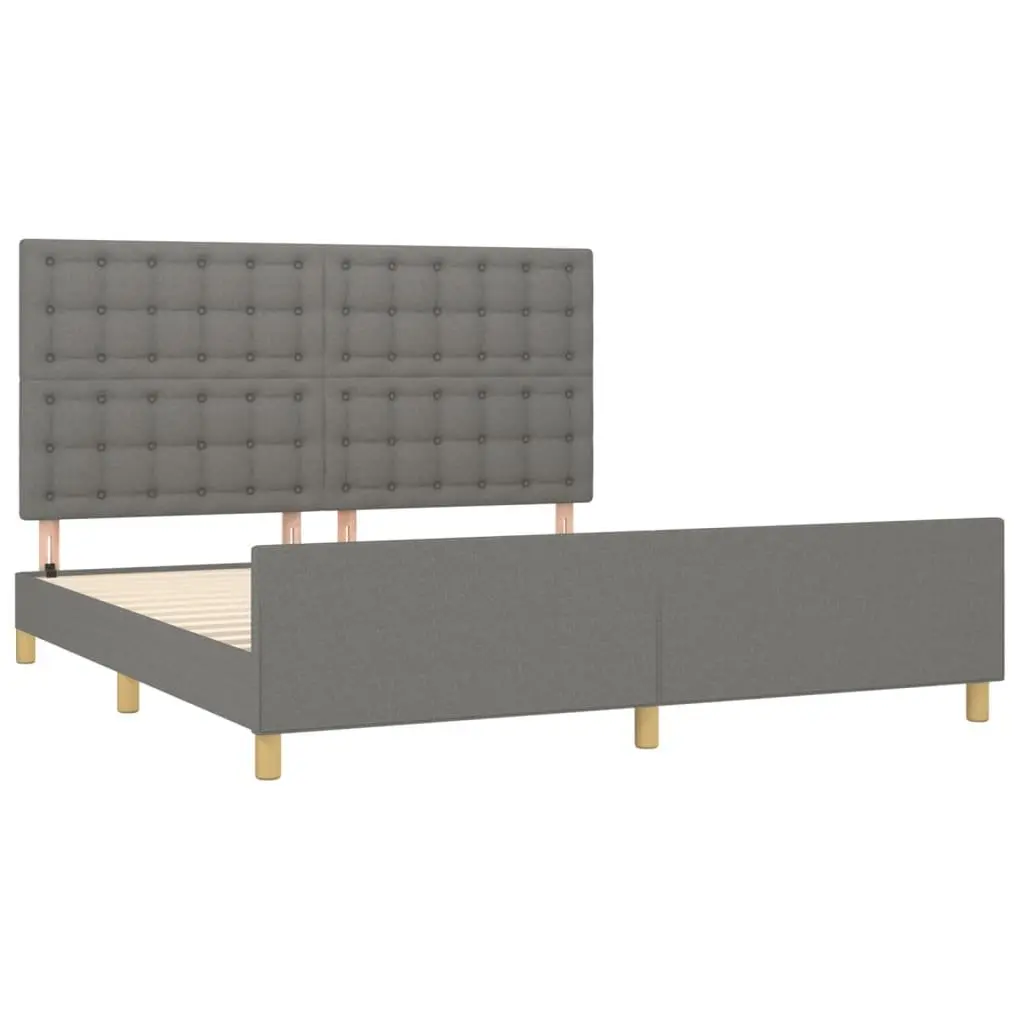 Queen Bed Frame Grey Fabric 152x203cm Adjustable Headboard Sturdy Legs