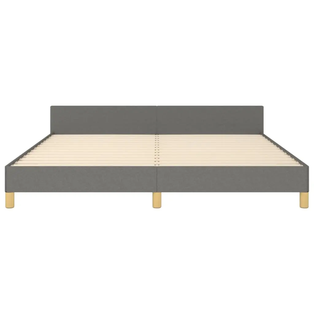 Queen Bed Frame Grey Fabric 152x203cm Adjustable Headboard Sturdy Legs