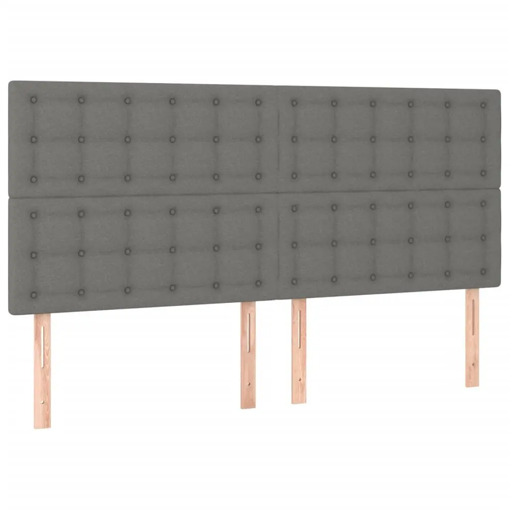 Queen Bed Frame Grey Fabric 152x203cm Adjustable Headboard Sturdy Legs