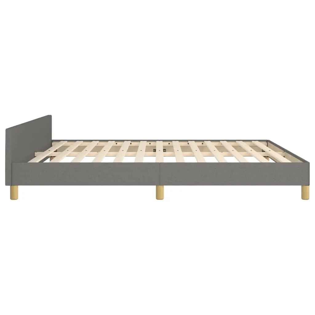 Queen Bed Frame Grey Fabric 152x203cm Adjustable Headboard Sturdy Legs