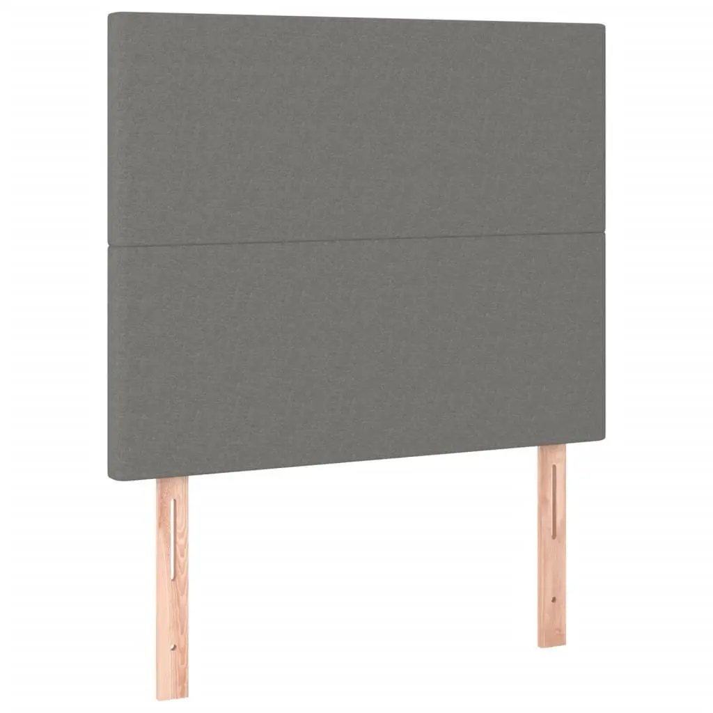 Bed Frame Grey Fabric King Single 107x203cm Adjustable Height Headboard Plywood Slats Sturdy Supportive Legs