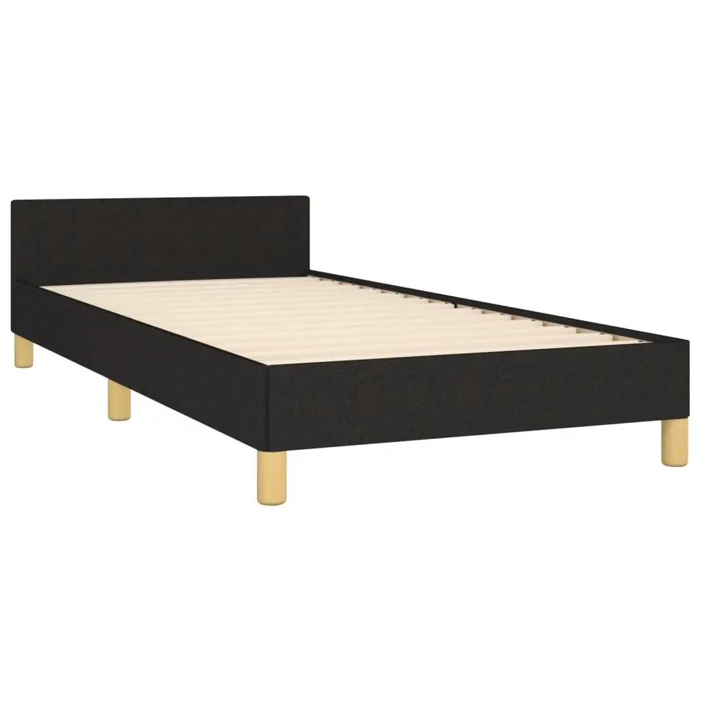 Black Fabric King Single Bed Frame 107x203cm Adjustable Height Headboard Support