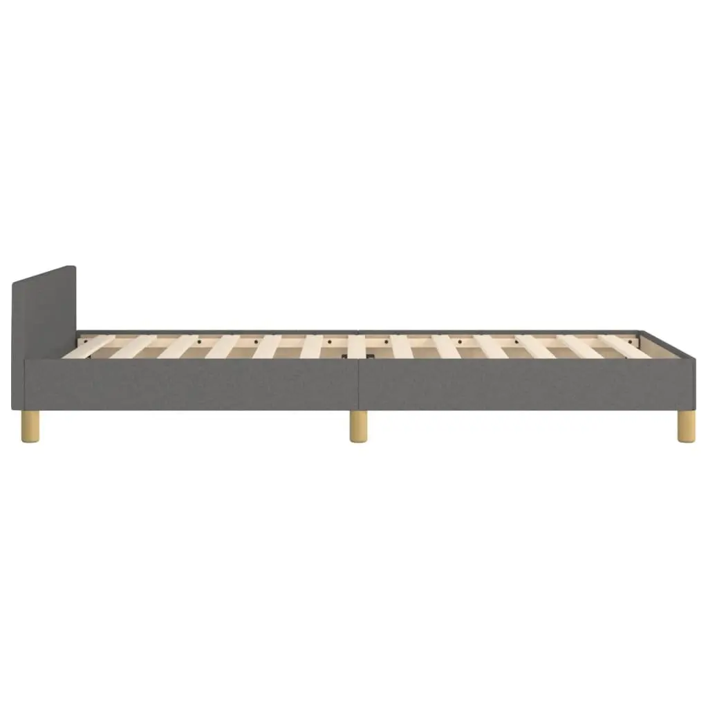 King Single Bed Frame Grey Adjustable Height Headboard Plywood Slats