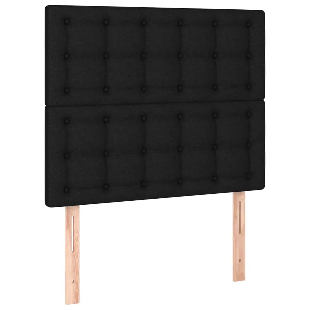 Bed Frame Black King Single Size 107x203 cm Fabric Headboard Adjustable Height Plywood Slats