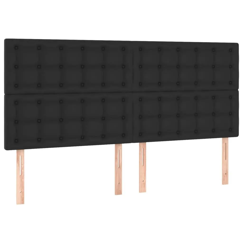 Queen Bed Frame Black 152x203 cm Faux Leather Upholstered Adjustable Headboard
