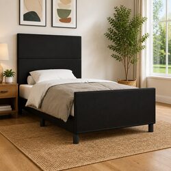 Reliable King Single Bed Frame in Black Faux Leather