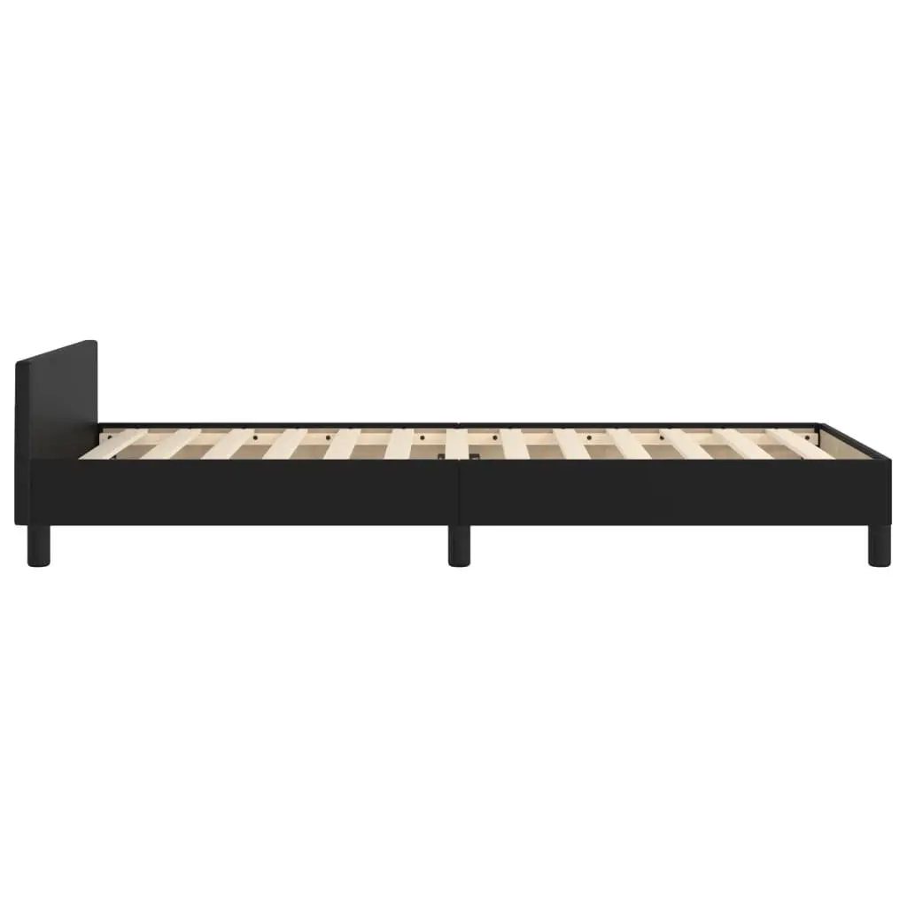 King Single Bed Frame Black 107x203cm Velvet Faux Leather Adjustable Headboard