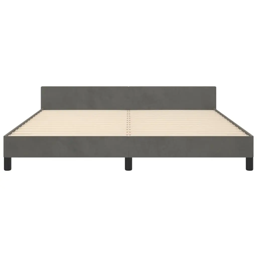 Queen Bed Frame Dark Grey Velvet 152x203cm Adjustable Height Headboard