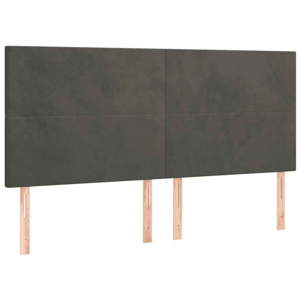 Queen Bed Frame Dark Grey Velvet 152x203cm Adjustable Height Headboard