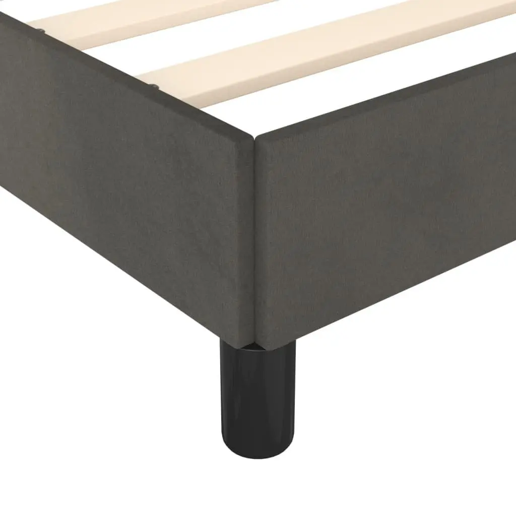 Queen Bed Frame Dark Grey Adjustable Headboard Plywood Slats Sturdy Legs
