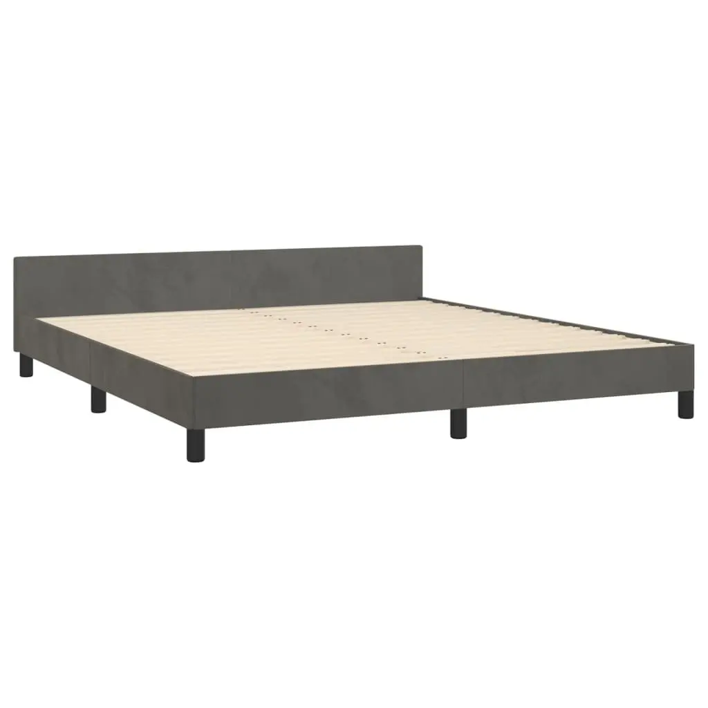 Queen Bed Frame Dark Grey Velvet 152x203 cm Adjustable Height Headboard
