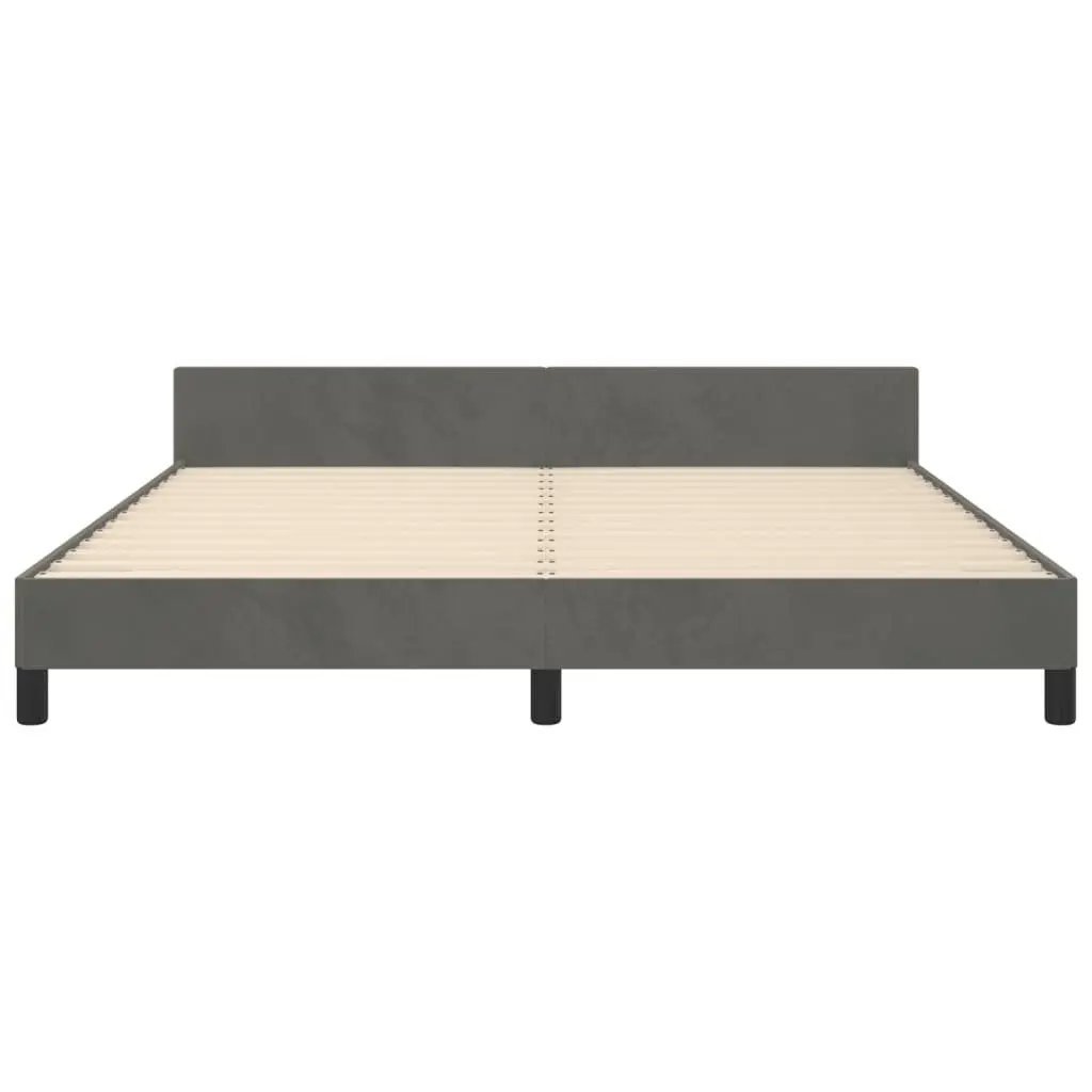 Queen Bed Frame Dark Grey Velvet 152x203 cm Adjustable Height Headboard