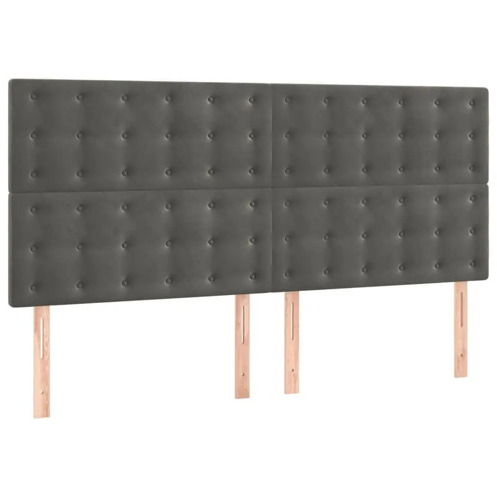 Queen Bed Frame Dark Grey Velvet 152x203 cm Adjustable Height Headboard
