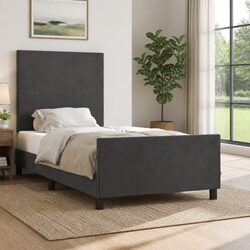 Confidently Built King Single Bed Frame in Grey Velvet