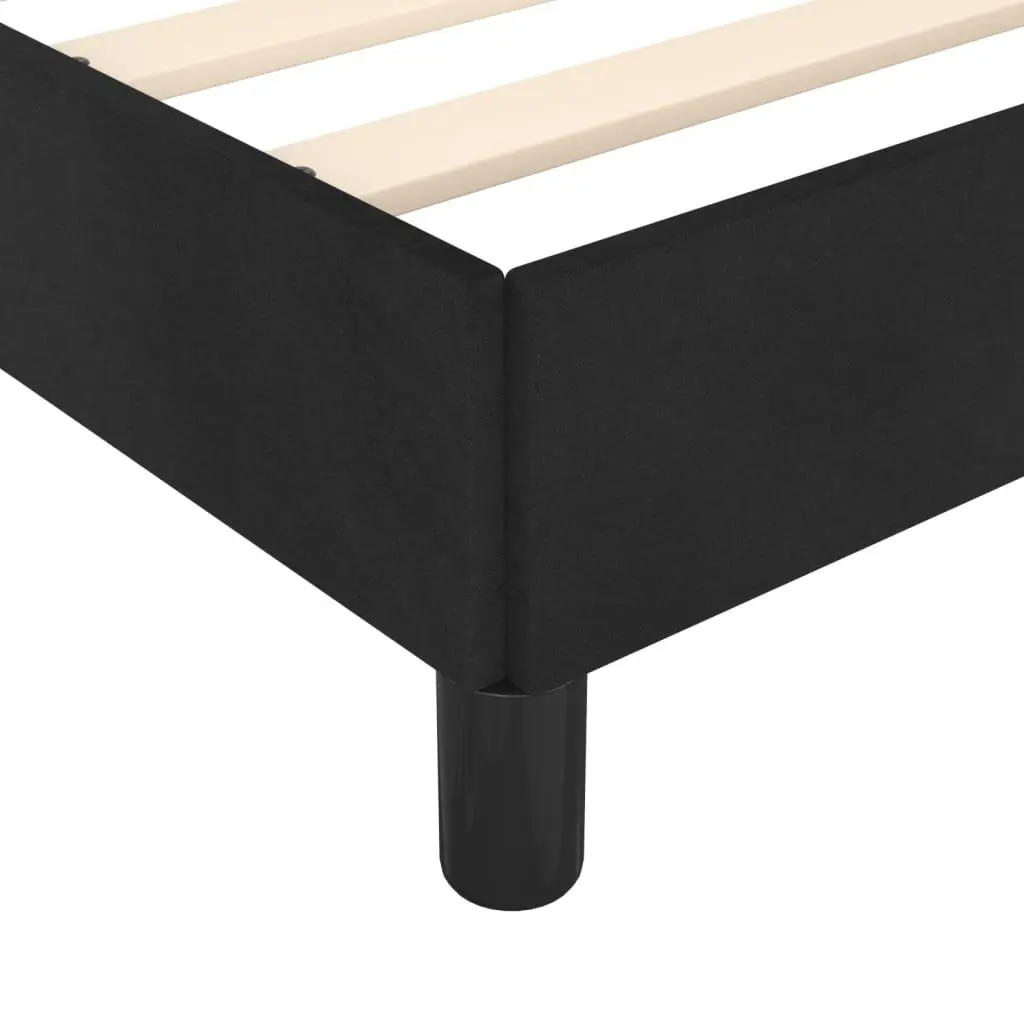 King Single Bed Frame Black 107x203 cm Velvet Upholstered Headboard