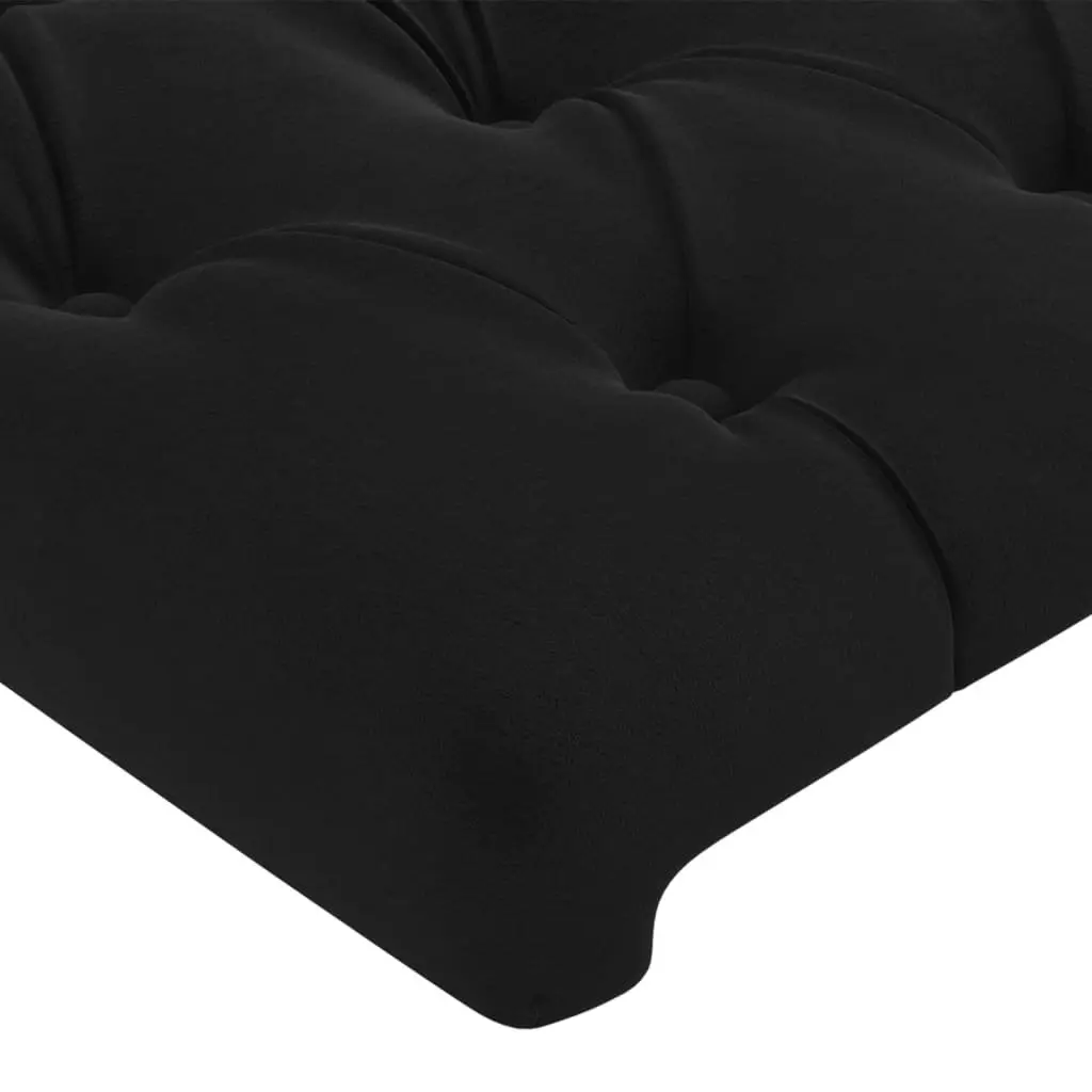 King Single Bed Frame Black Velvet Adjustable Headboard 107x203cm