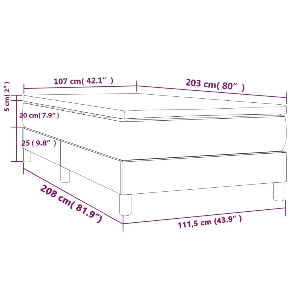 Box Spring Bed Black King Single 106x203 cm Pocket Spring Mattress Medium Firm