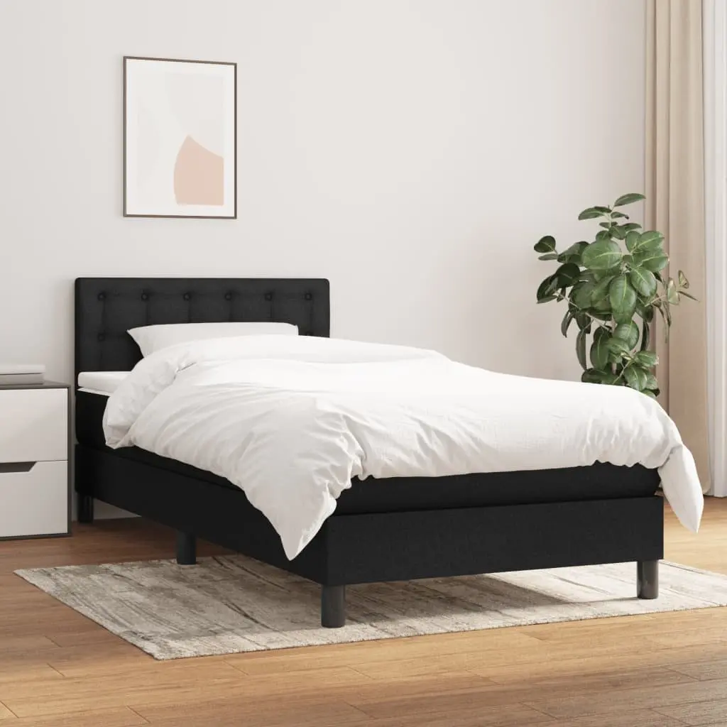 Box Spring Bed Black King Single Pocket Spring Mattress with Adjustable Headboard