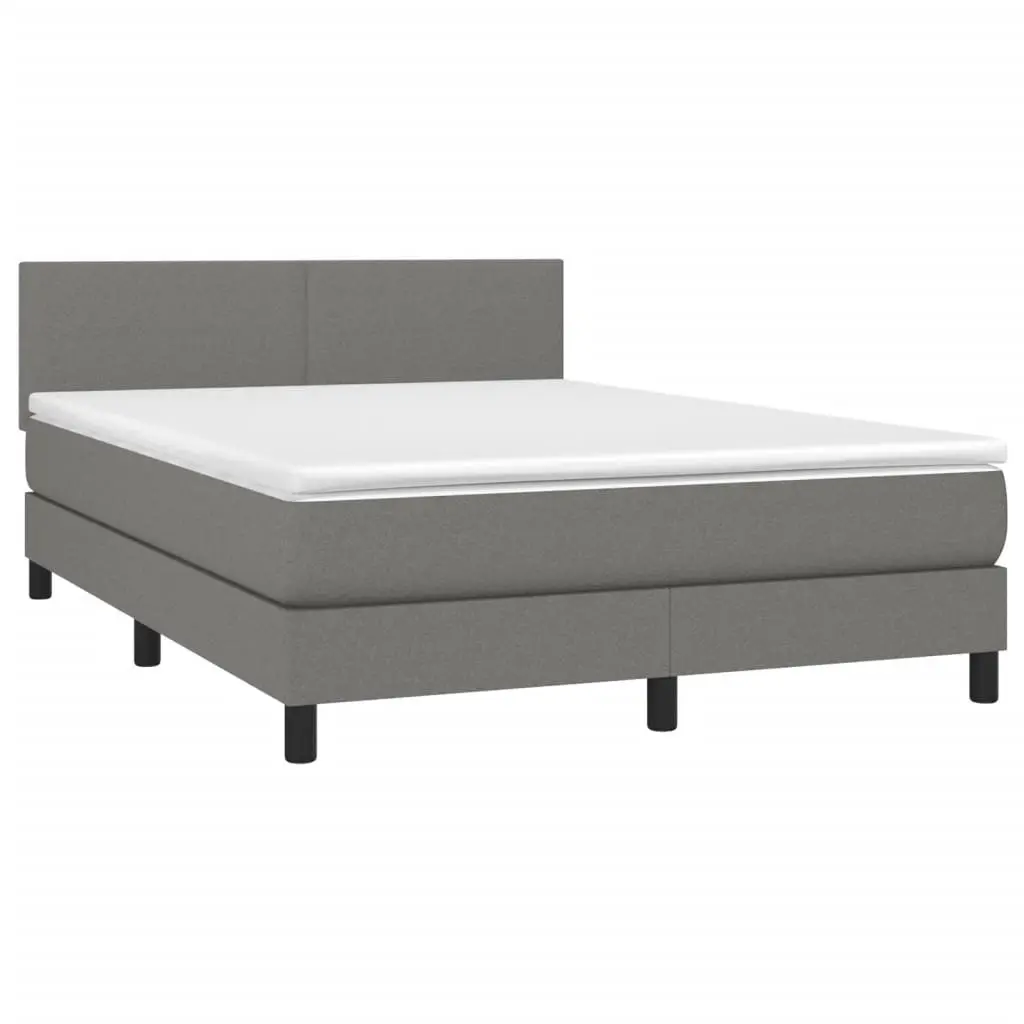 Queen Size Box Spring Bed Grey Fabric Adjustable Headboard Pocket Spring Mattress