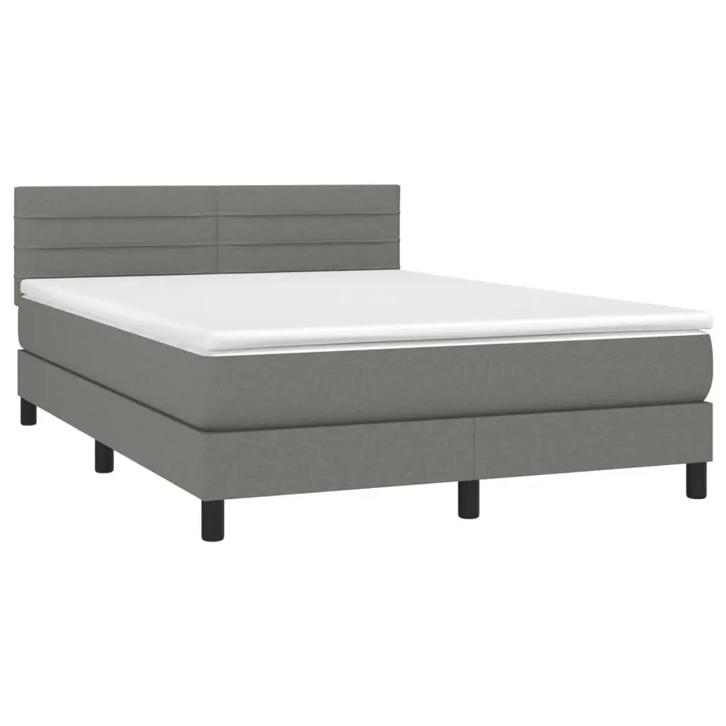 Box Spring Bed Dark Grey Queen Size Adjustable Headboard with Pocket Spring Mattress