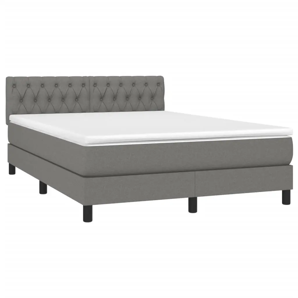 Box Spring Bed Grey Queen Size Adjustable Headboard with Pocket Spring Mattress