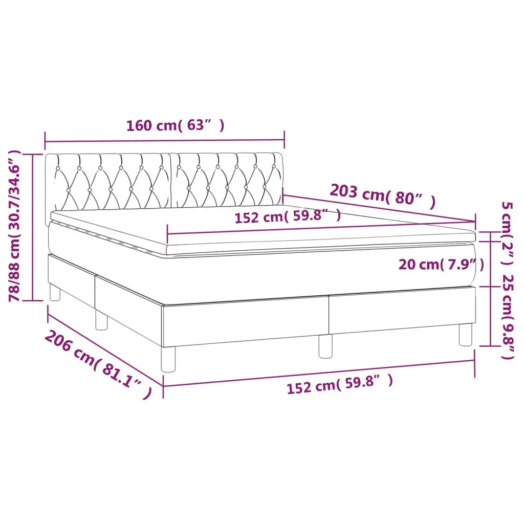 Box Spring Bed Grey Queen Size Adjustable Headboard with Pocket Spring Mattress