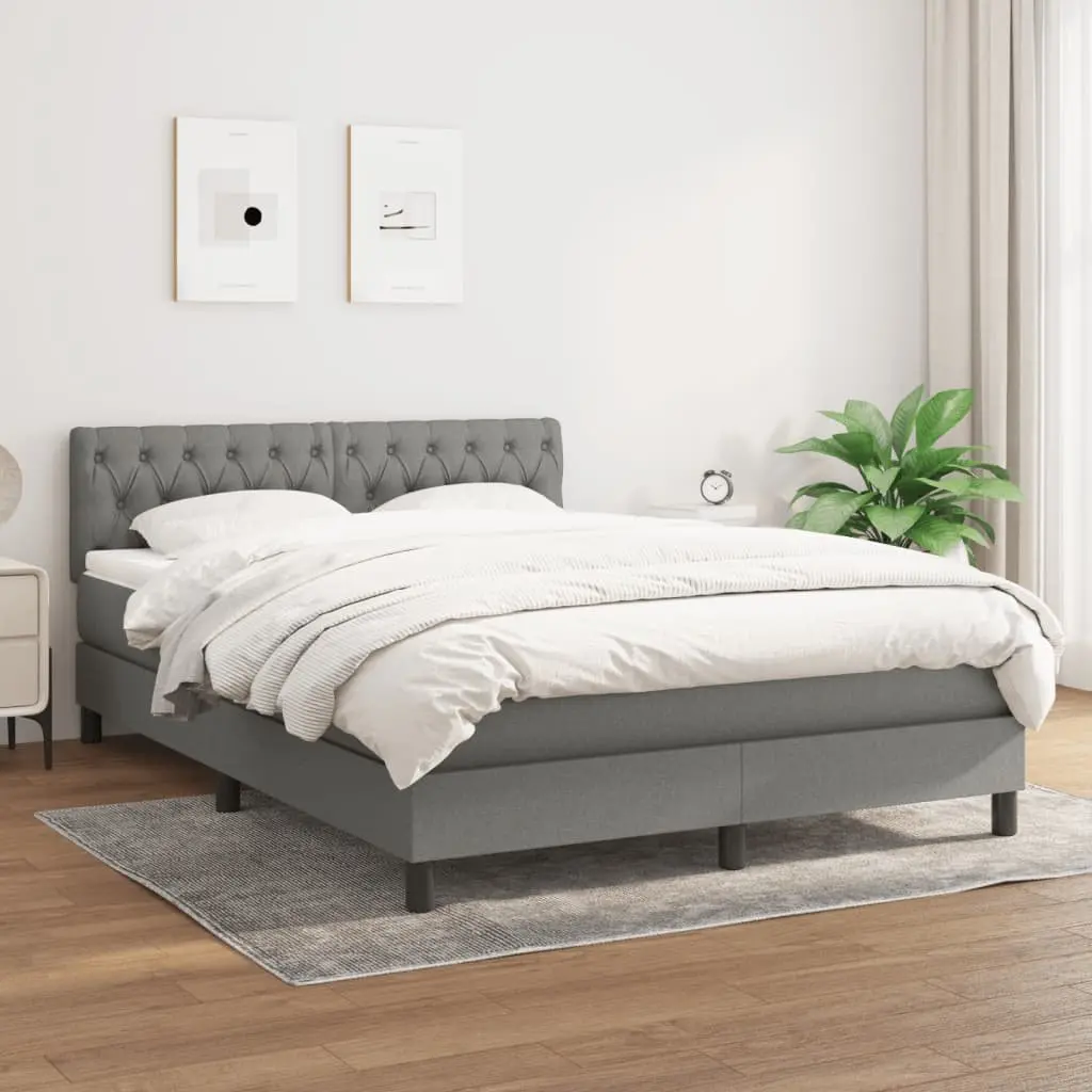 Box Spring Bed Grey Queen Size Adjustable Headboard with Pocket Spring Mattress