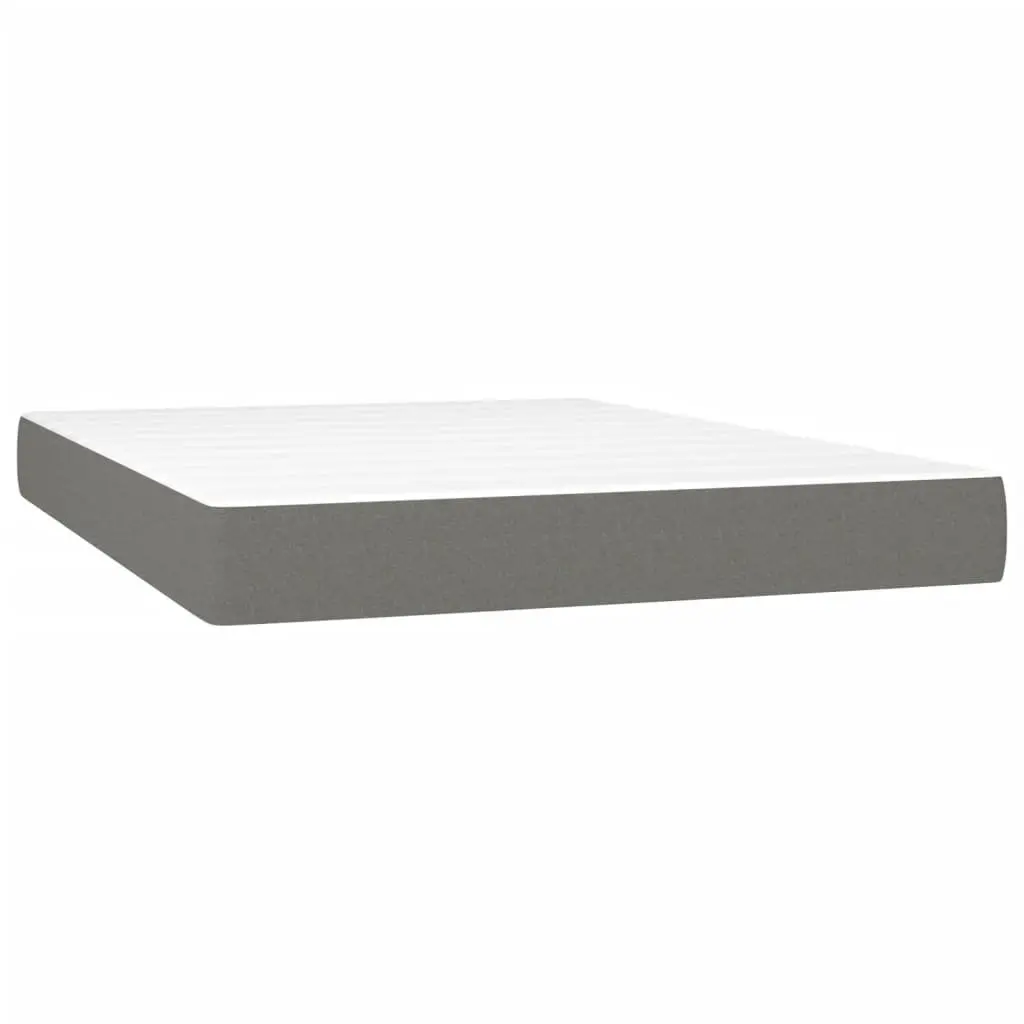 Box Spring Bed Grey Queen Size Adjustable Headboard with Pocket Spring Mattress