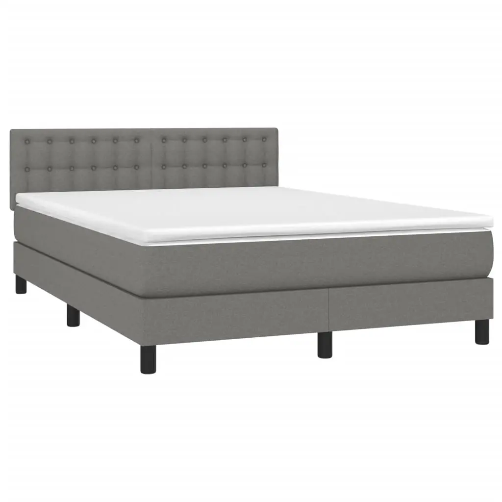 Box Spring Bed Grey Queen Size Adjustable Headboard Pocket Spring Mattress