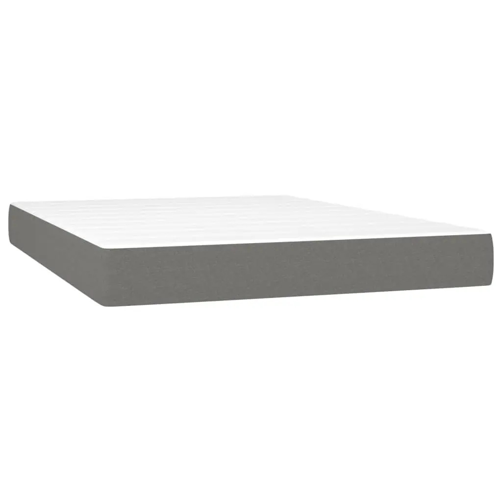 Queen Size Box Spring Bed Dark Grey Velvet 153x203cm Adjustable Headboard Pocket Spring Mattress Medium-Firm Support