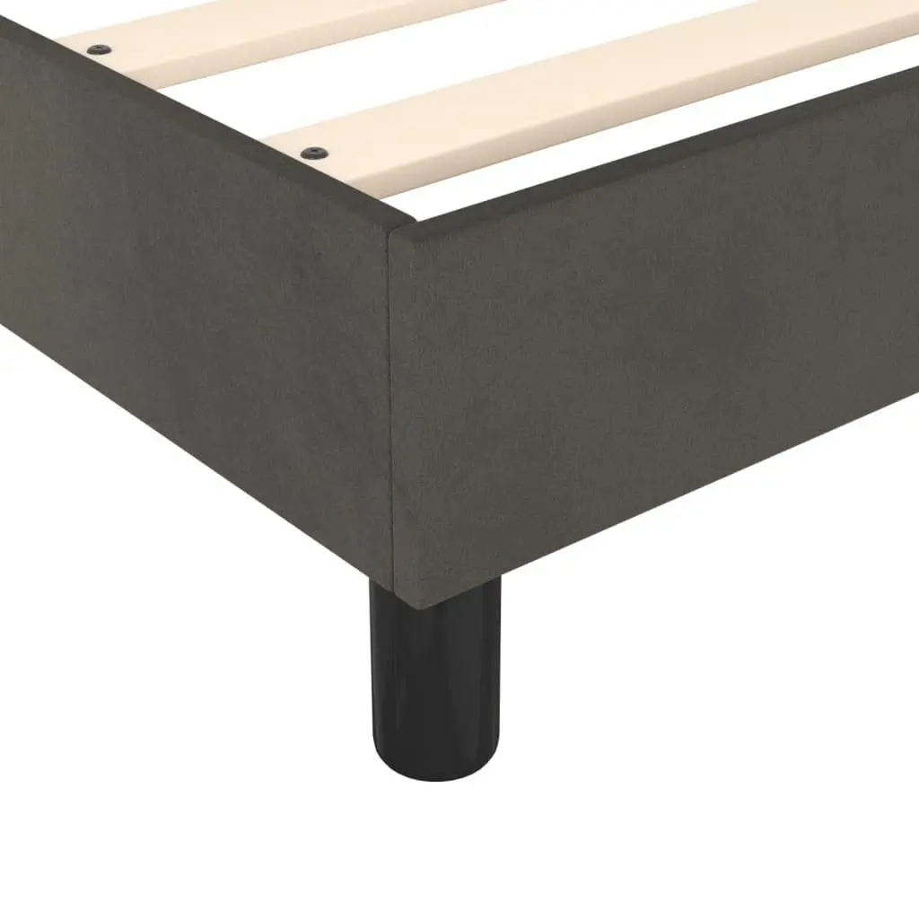 Queen Size Box Spring Bed Dark Grey Velvet 153x203cm Adjustable Headboard Pocket Spring Mattress Medium-Firm Support