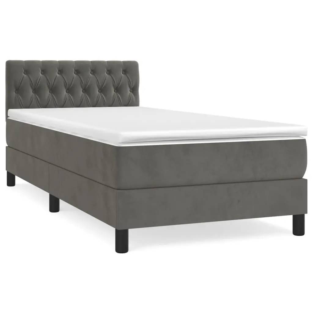 Box Spring Bed Grey King Single Velvet Adjustable Headboard Pocket Spring Mattress