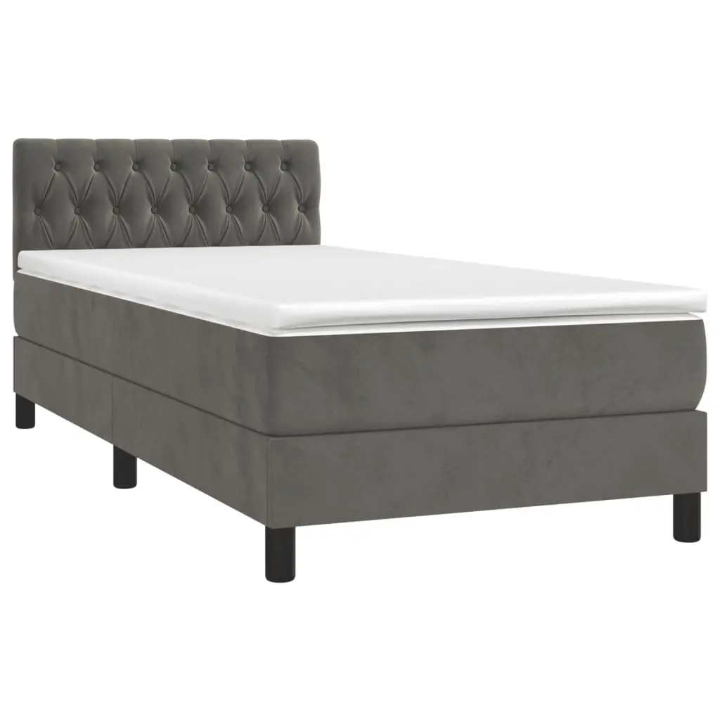 Box Spring Bed Grey King Single Velvet Adjustable Headboard Pocket Spring Mattress