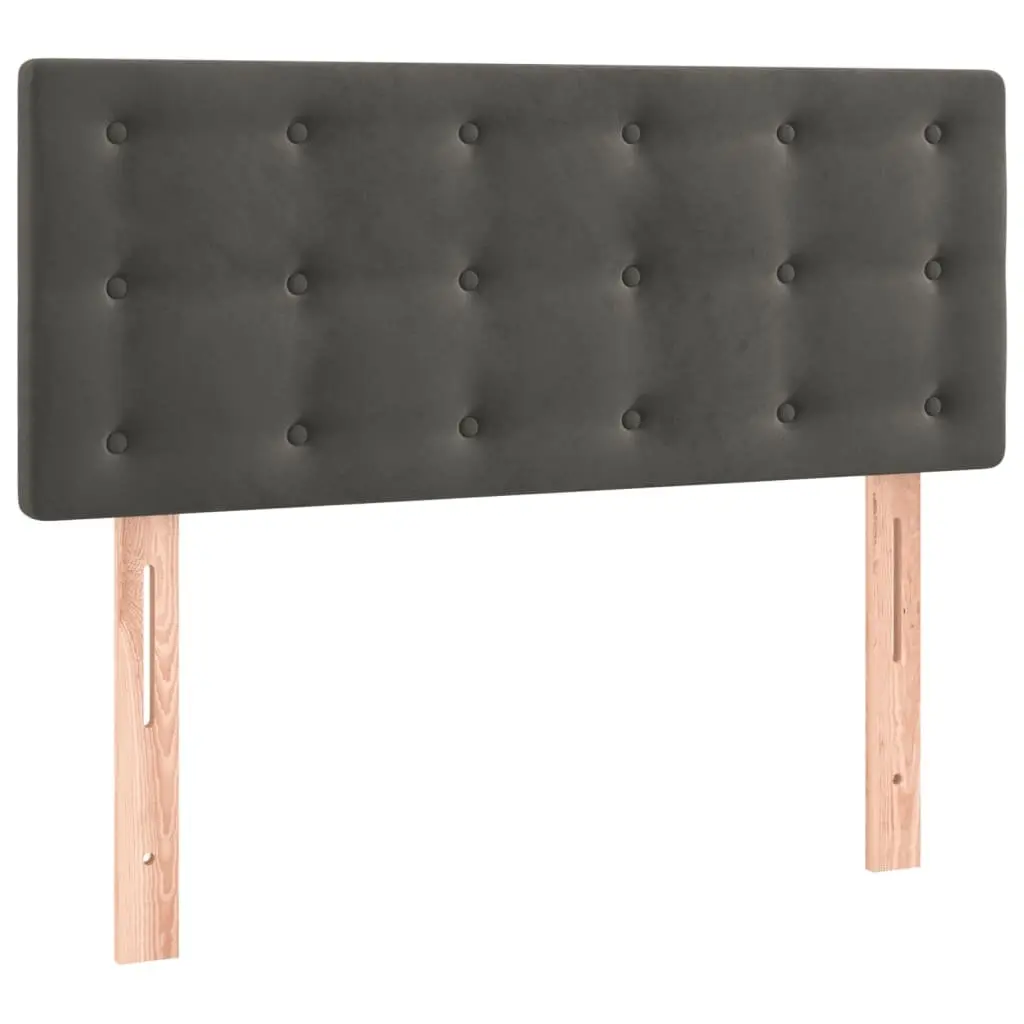 Box Spring Bed Grey King Single 106x203cm Velvet Pocket Spring Mattress Adjustable Headboard Slatted Base