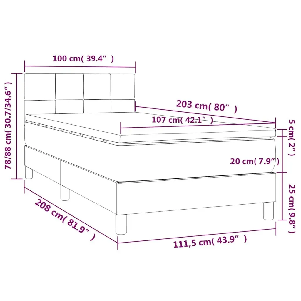 Box Spring Bed Black King Single Adjustable Headboard with LED Lighting and Pocket Sprung Mattress