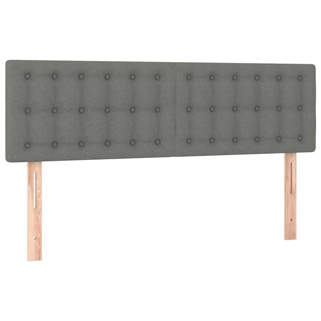 Queen Size Box Spring Bed Grey Fabric Pocket Spring Mattress Adjustable Headboard LED Lighting