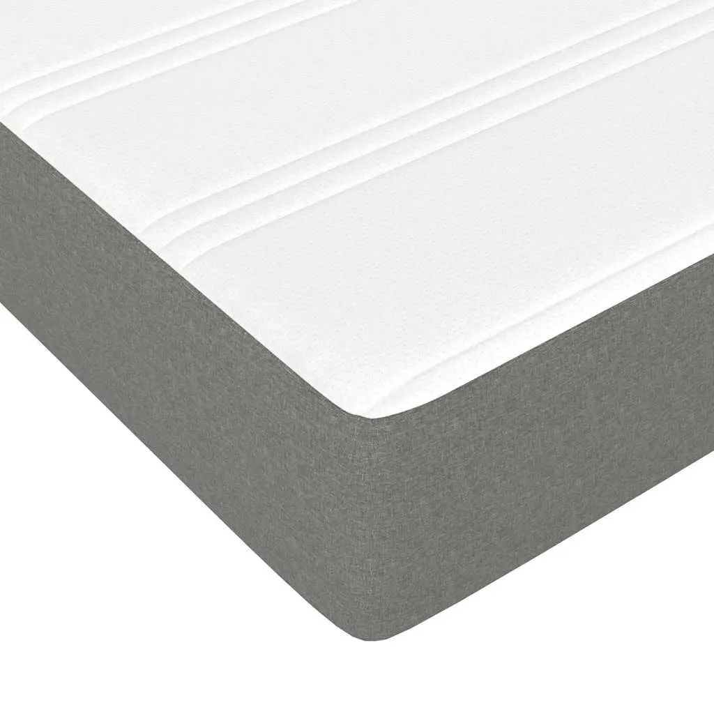 Queen Size Box Spring Bed Grey Fabric Pocket Spring Mattress Adjustable Headboard LED Lighting
