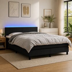Queen Box Spring Bed with LED Lighting