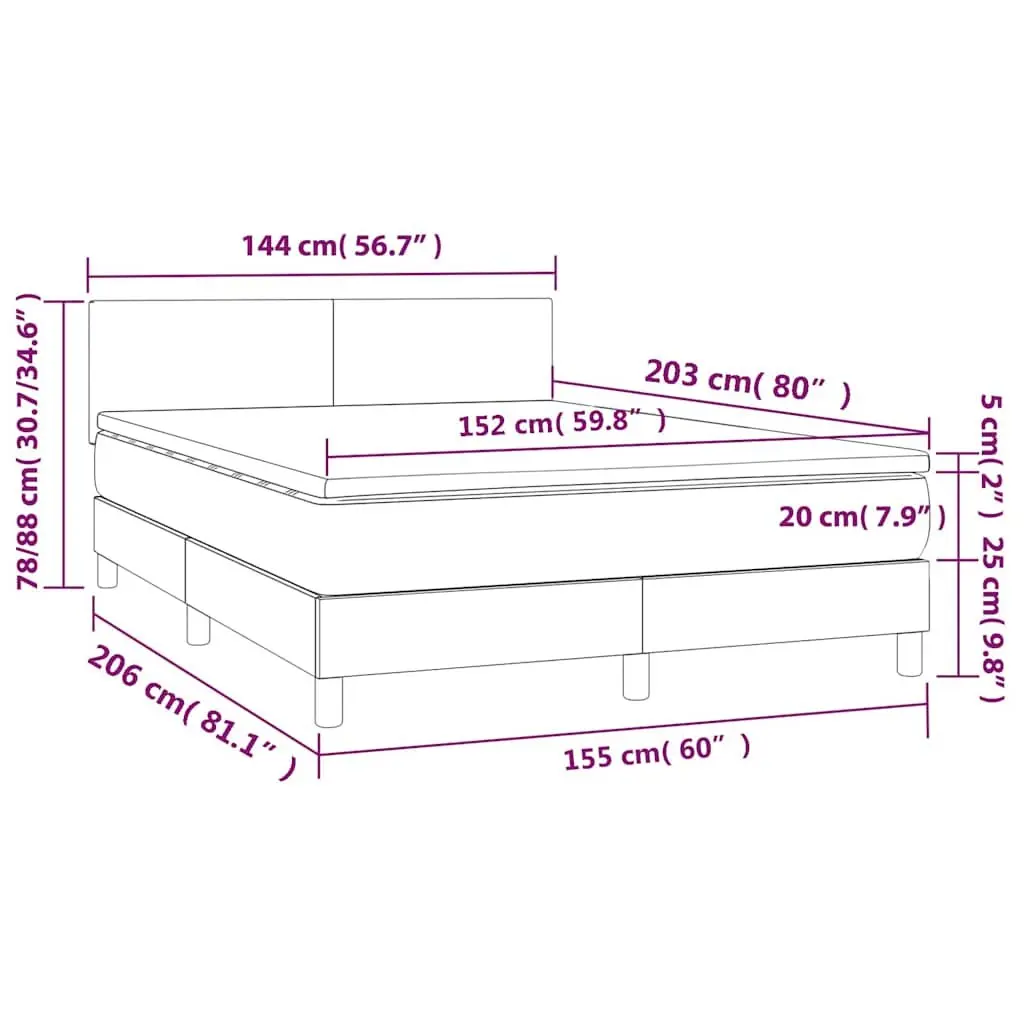 Queen Size Box Spring Bed with Pocket Spring Mattress Adjustable Headboard LED