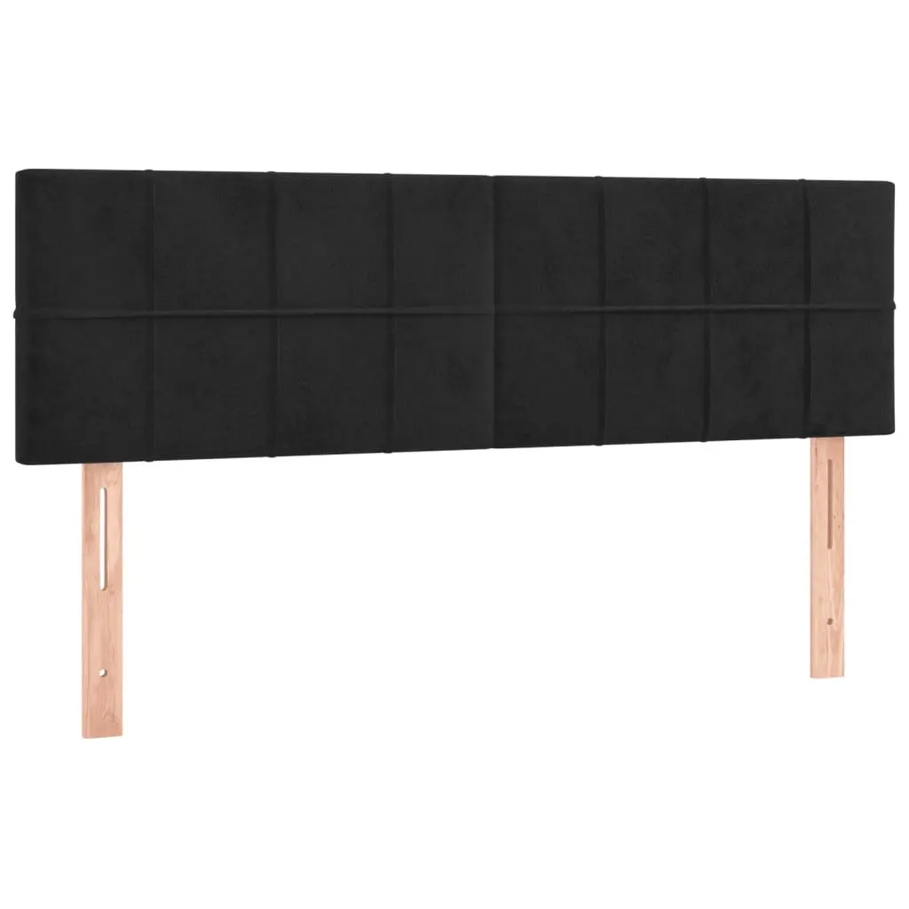 Queen Box Spring Bed Black Velvet 152 x 203 cm Adjustable Headboard with LED Lighting and Pocket Spring Mattress