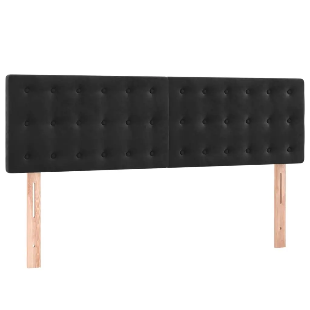 Box Spring Bed Black Velvet 152x203cm Adjustable Headboard Pocket Spring Mattress LED Lighting