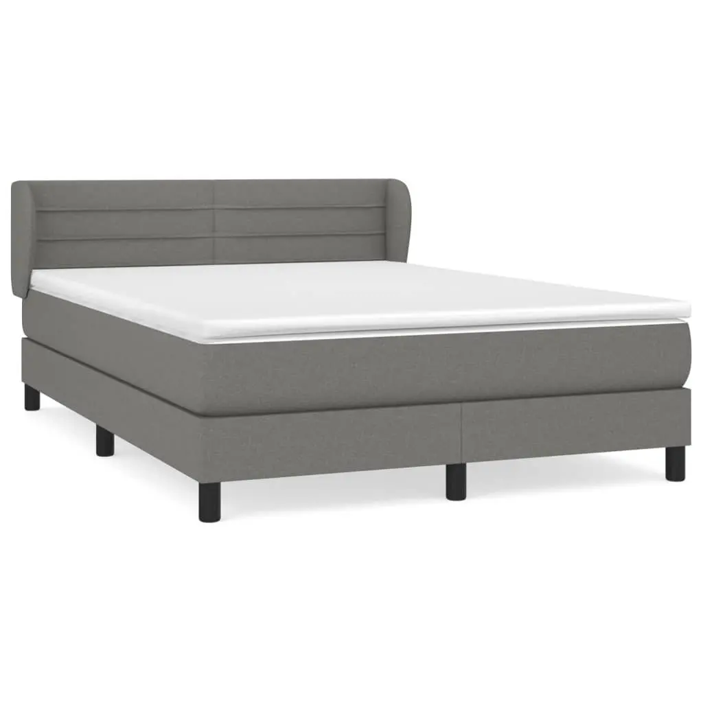 Box Spring Bed Grey Queen Size Adjustable Headboard Pocket Spring Mattress