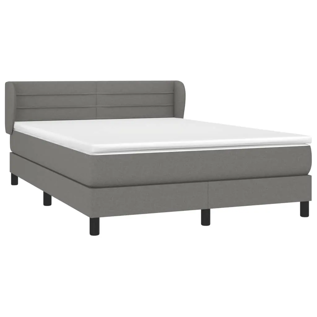 Box Spring Bed Grey Queen Size Adjustable Headboard Pocket Spring Mattress