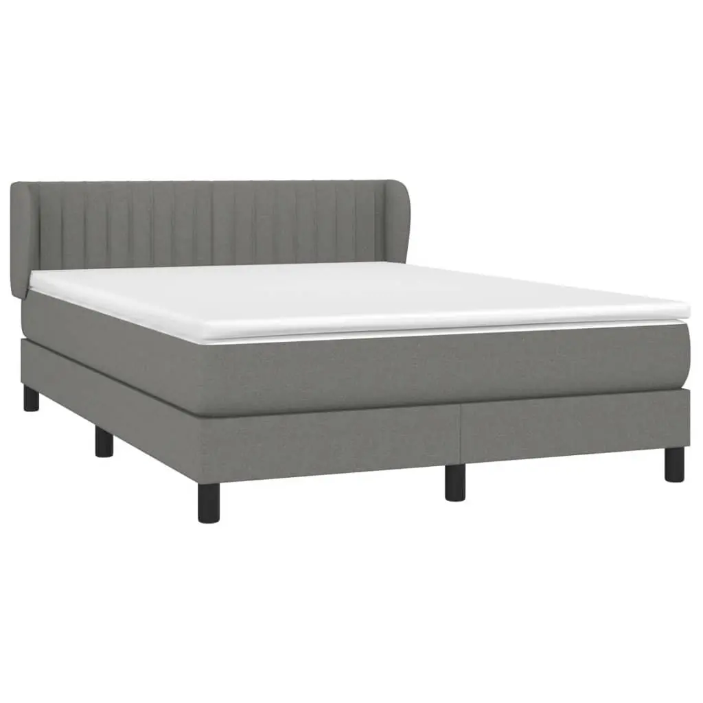 Box Spring Bed Dark Grey Queen Size Pocket Spring Mattress Adjustable Headboard