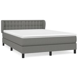 Queen Size Box Spring Bed with Pocket Spring Mattress Grey Fabric Headboard