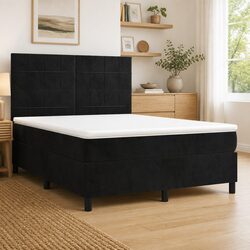 Concise Box Spring Bed with Pocket Spring Mattress 137x187 cm Black
