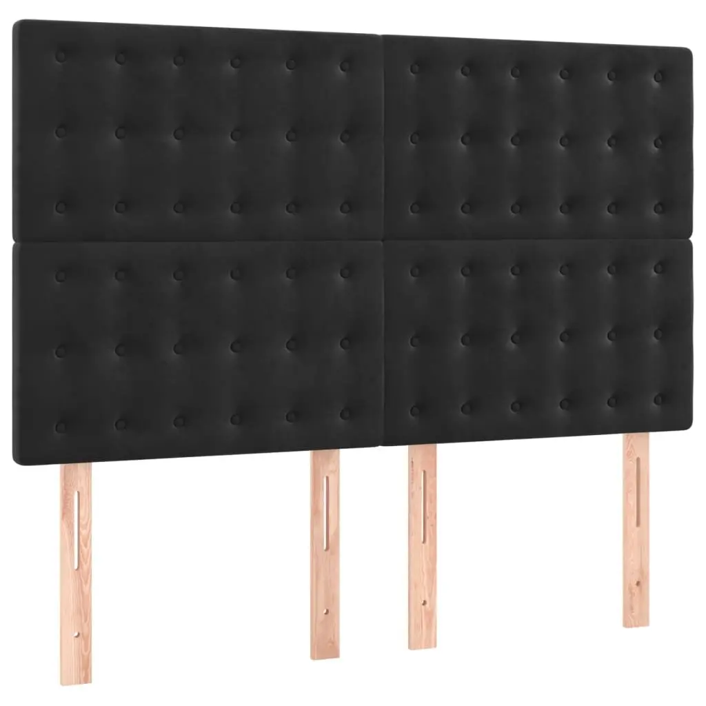Box Spring Bed Black Velvet Queen Size Adjustable Headboard Pocket Spring Mattress 153x203 cm