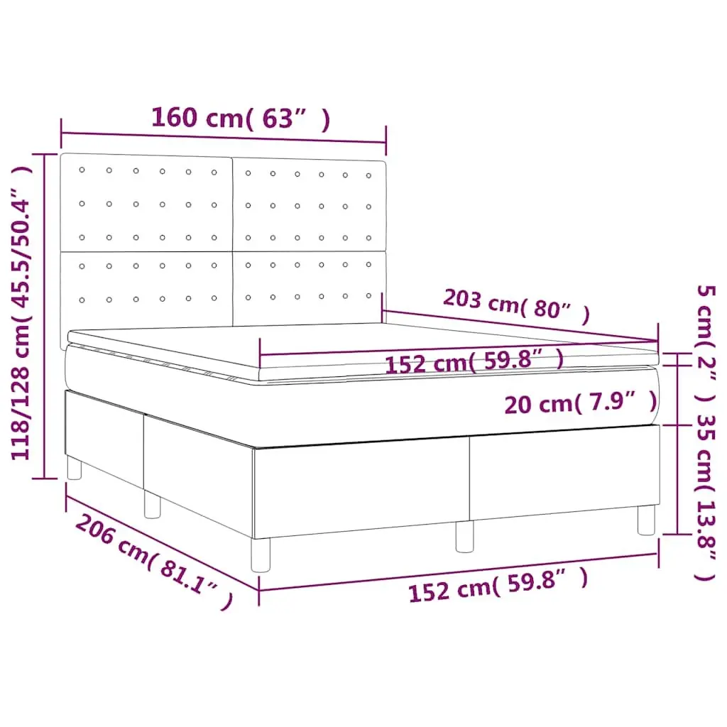 Box Spring Bed Black Velvet Queen Size Adjustable Headboard Pocket Spring Mattress 153x203 cm
