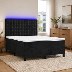 Compact Queen Size Box Spring Bed with LED Features